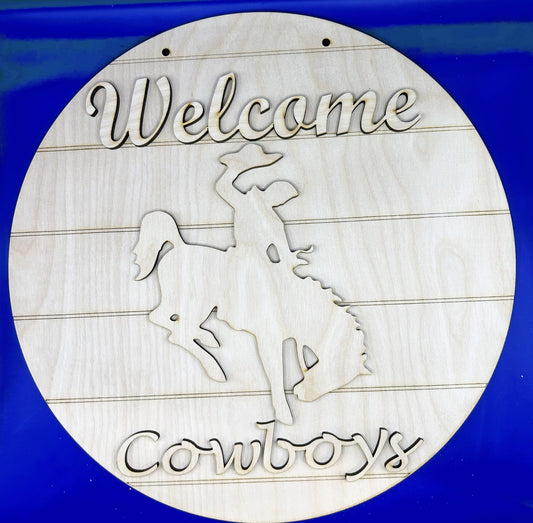 Cowboy's Welcome Round Door Hanger