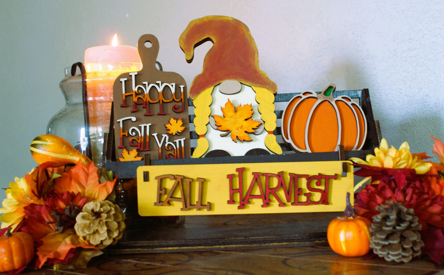 Fall Gnome Interchangeable Wagon/Crate/Shelf Stand Insert