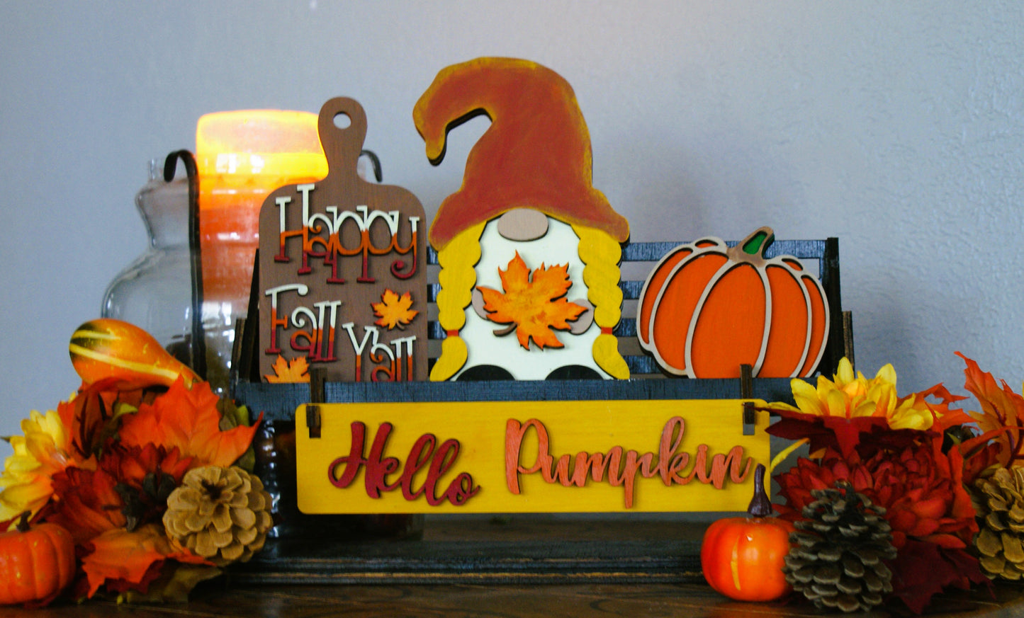 Fall Gnome Interchangeable Wagon/Crate/Shelf Stand Insert