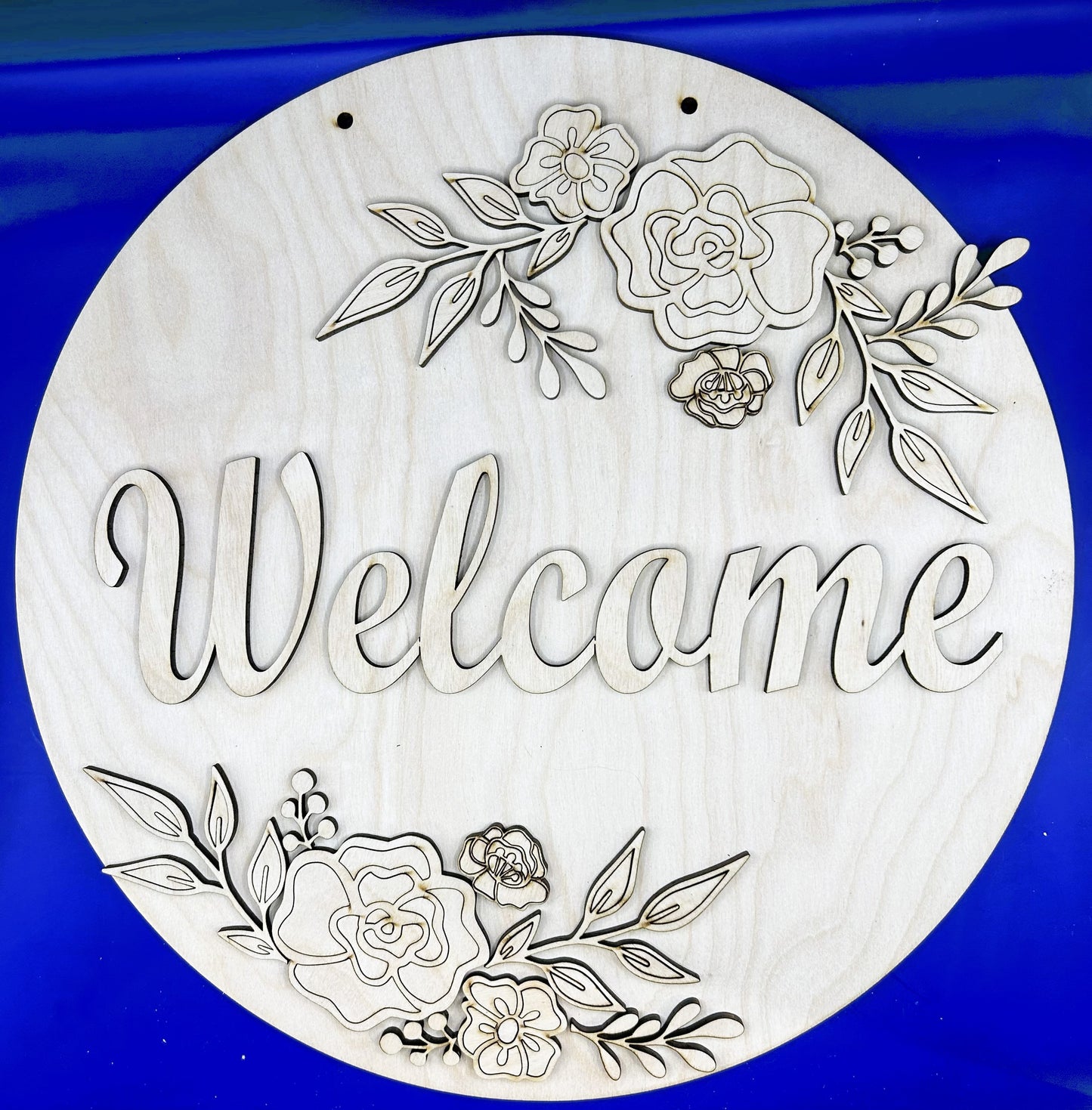 Floral Welcome Round Door Hanger