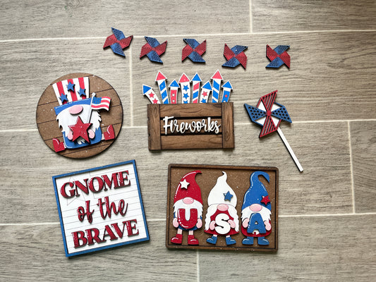Gnome 4th of July Tiered Tray Decor DIY Set