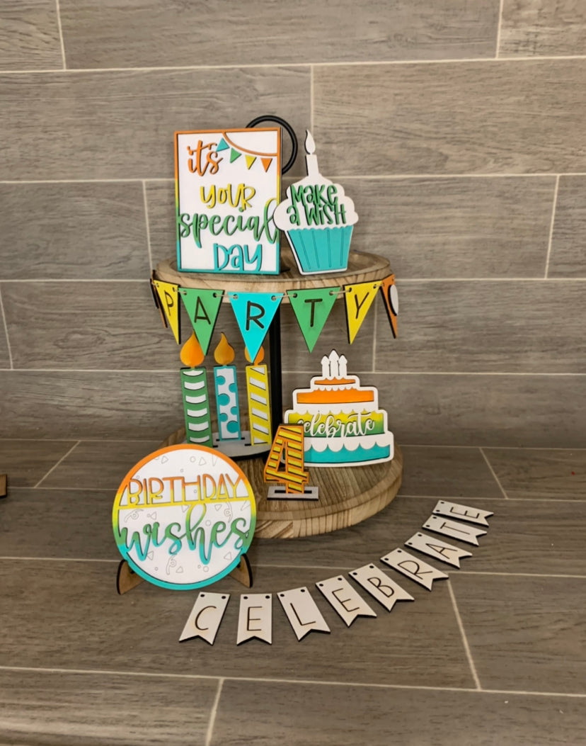 Birthday Tiered Tray Decor DIY Set