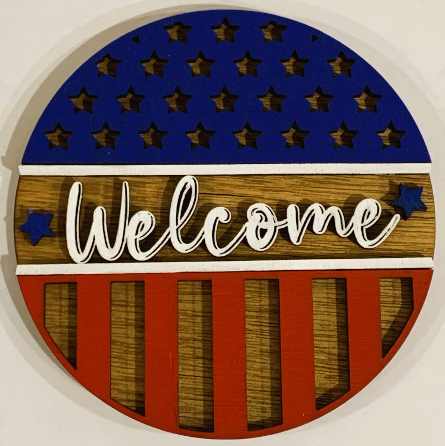 Patriotic USA Flag Welcome Door Hanger