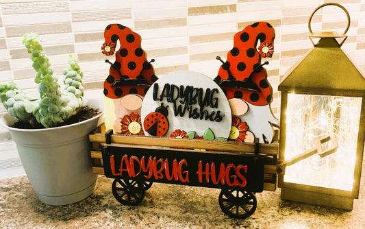 Ladybug Gnome Interchangeable Wagon/Crate/Raised Shelf sitter Insert