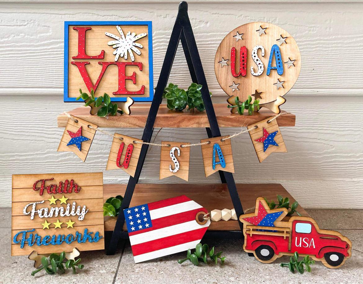 4th of July Tiered Tray Decor DIY Set