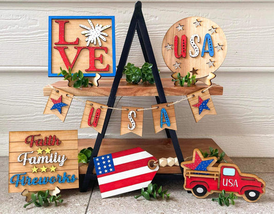4th of July Tiered Tray Decor DIY Set